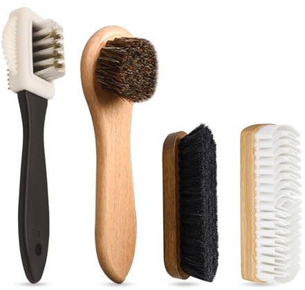 FEMONGY spazzola scarpe 4 pezzi spazzola per scarpe, pulizia scarpe, spazzola scarpe scamosciate per pelle scamosciata, nabuk, pelle scamosciata e pelle scamosciata