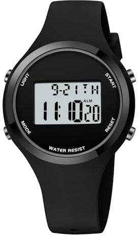 XCZAP Women's Digital Sports Watch, Waterproof LED Backlight Wrist Watch with Alarm Stopwatch, Lightweight Silicone Strap Sport Watch for Girls Teens Women Outdoor Fitness