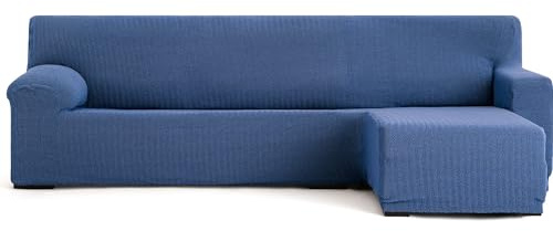 ECOMMERC3 | Copridivano Chaiselongue Braccio corto destro super elastico bielastico - Copridivano Chaiselong colore blu con schiume di fissaggio e gomme di regolazione valida destra o sinistra