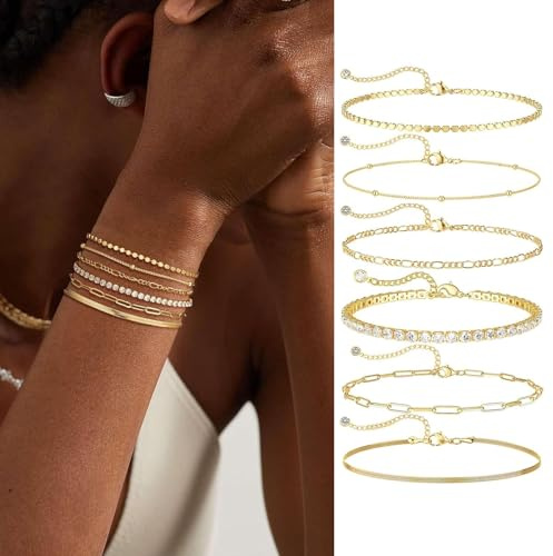 Yamobi vattentätt guldarmband set för kvinnor, trendigt armband guld dam, fint guldsmycke, armband, fashionabla guldarmband, tapelbart smyckeset
