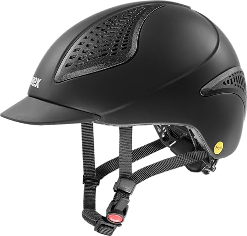 uvex exxential III MIPS - Leichter Unisex Reithelm - individuelle Größenanpassung - black mat S-M