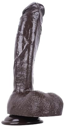 WLKJPP Dildo Realistico Extra Large XXL in PVC Morbido con Forte Ventosa, Classico Dildo Spesso, Giocattolo Sessuale Erotico per Giochi Anali Vaginali,Brown Braun