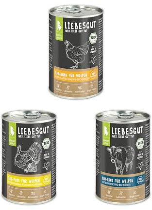 Liebesgut Nourriture bio pour chien Junior 6 x 400 g
