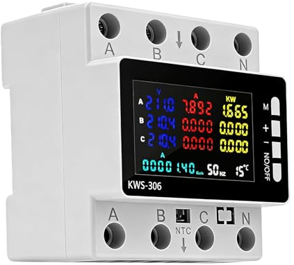 Compteur Electrique Triphasé, Compteur d'électricité DIN Rail, Intelligent AC Compteur, Tuya Smart Meter Wattmetre écran LCD Protection Pannes Courant Sous-Tension Surintensité