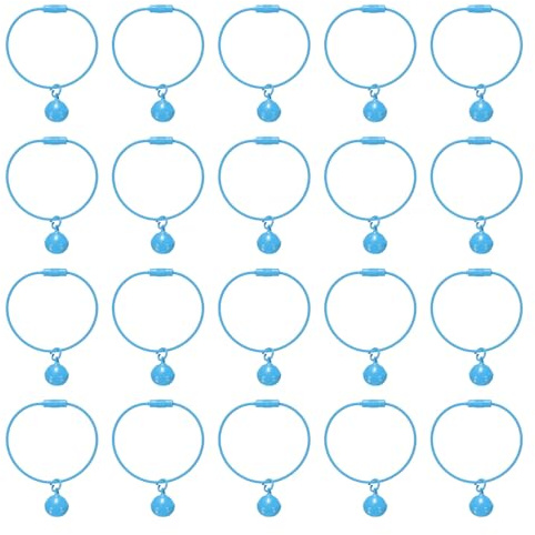 QUARKZMAN 20Pcs Portachiavi In Filo, 1.6mm 2.6Pollici Anello Portachiavi Con Campanello, Anelli In Metallo Campanello Charm Per Chiavi, Etichette Bagaglio, Crafts, DIY, Azzurro