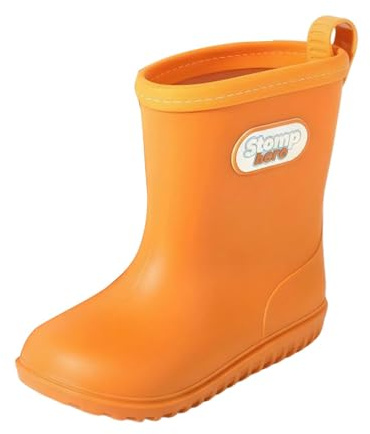 Kids Rain Boots Mid Calf Water Shoes Lightweight Non Slip Hiking Camping Wading Boots Toddler Youth Outdoor Footwear (Orange 115 Little Child)