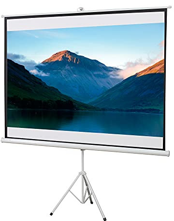 HOMCOM Telo Proiettore da 100 Pollici 4K HD Formato 4:3 con Treppiede Pieghevole Regolabile, Schermo Proiettore Portatile in Metallo, per Casa, Home, Cinema, Esterno, Bianco