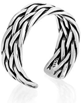 Nature Rebel Herren Ring breit 925 Silber offen verstellbar geflochten