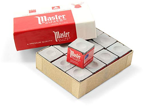 Tweeten MASTER BILLIARD Pool Snooker Cue Chalk - Dozen Box 12 Pieces - GREY