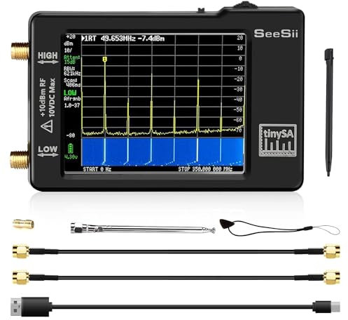 Seesii Portable TinySA Spectrum Analyzer, Upgraded V0.3.1 Handheld Tiny Frequency Analyzer 100kHz to 960MHz MF/HF/VHF UHF Input,Signal Generator with 2.8 inch Touch Screen with ESD Protect Function