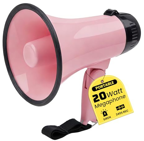 MyMealivos Haut-parleur mégaphone portable 20 W avec contrôle du volume et sangle