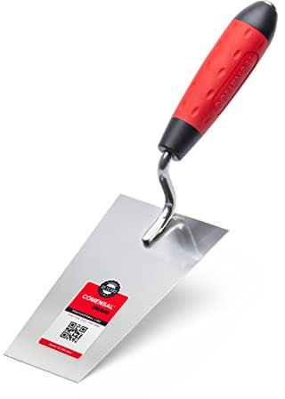 COMENSAL® Truelle de Maçon 160 mm - Truelle à Bout Carré - Truelle Carrée avec Poignée Souple - Truelle avec Lame en Acier - Made in EU
