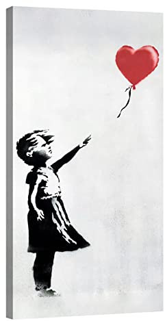 canvashop Quadri Moderni Banksy Bambina Con Palloncino 60x30 cm Verticale Quadro Su Tela Canvas Stampe Da Parete Soggiorno Bansky Ragazza Balloon Girl Street Art pop art