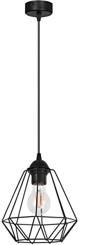 Light-Home Corral Retro Lampe - Hängelampe Hängeleuchte - Deckenlampe Industrial für Wohnzimmer Schlafzimmer und Esszimmer - Pendelleuchte Vintage aus Metall - 1 - Flammig - Schwarz