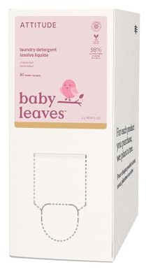 ATTITUDE Baby Laundry Detergent Liquid, EWG Verified, Safe for Baby Clothes, Infant and Newborn, Vegan and Naturally Derived Washing Soap, HE Compatible, Bulk Refill, 80 Loads, Unscented, 2 L