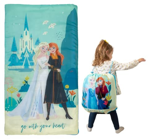 Franco Frozen 2 - Set di 2 borse per dormire/dormire per bambini e sacco a tracolla, 116,8 x 66 cm (lunghezza x larghezza), prodotto con licenza ufficiale Disney