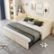 HAINEW Tagesbett Ausziehbar 90×200cm oder 180×200cm mit Lattenrosten, Bettsofa, Schlafsofa, Schlafcouch, Gästebett, Polsterbett Multifunktionsbett Kinderbett Samtstoff Jugendbett (Beige)