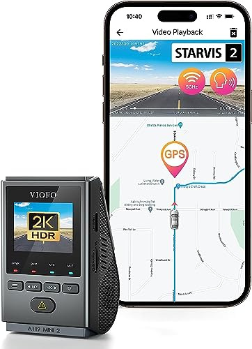 VIOFO Dashcam A119 Mini 2, Front 2,7K 5GHz Wi-Fi, 2K 60fps/HDR 30fps Sprachsteuerung, STARVIS 2 Verbesserte Nachtsicht, 1,5 LCD Versteckte Dash Cam Auto, GPS Autokamera, 24h Parkmodus, Sprachausgabe