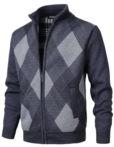 Herothorn Cárdigan de Punto Cremallera cálido suéter Forro Polar para Hombre Chaqueta Jersey de Manga Larga suéter Grueso Completa y Cuello Alto cálido JerséIs Rebeca Sueltos Acolchado