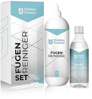 Shieldon Protects Fugenset Fliesenreiniger & Fugenreiniger + Impregnierung Set - Reinigung Fugen in Küche und Bad - Reiniger mit Präzisionsapplikator für Fugen - 1000 ml + 500 ml + Handschuhe