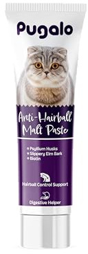 Pugalo Cat Hairball Remedy Gel 100ml (3.5oz) Malt Paste for Cats Supports Hairball Control & Digestive Health