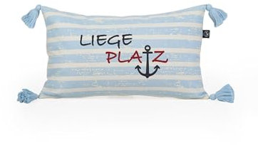 SCHIETWETTER Accessoire Kissenbezug Liegeplatz, mit Quasten, maritim, gestreift hellblau OS
