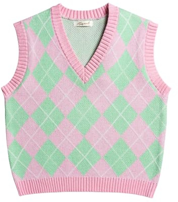 Hyipels Y2K Women's Sweater, sleeveless pattern, neat style, knitted, cropped tank top for girls, M