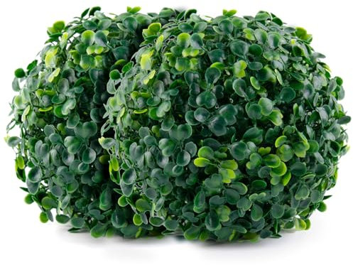 2 Stück Buchsbaumkugel Ø 20cm Künstlicher Buchsbaum Ball Formschnitt Kunstpflanze Dekopflanze Kugel Zuhause Cafe Hochzeit Garten Party Deko Grüner Pflanzen-Ball für Heim und Garten Dekoration