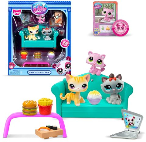 Littlest Pet Shop - Diner Dash Play Pack, Gen 7 Authentic LPS Bobble Head Toy Figure, Collectible Toy Animal, Ages 4+