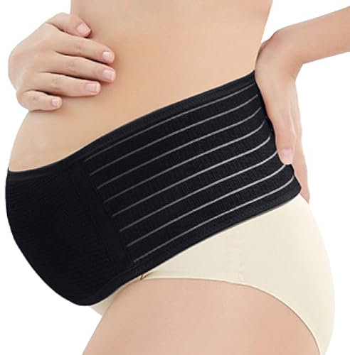 HTRTRR Bauchgurt Schwangerschaft - Atmungsaktiver Schwangerschaftsgürtel mit Bauchstütze - Stützgürtel Schwangerschaft für Rücken Für Alltag und Sport (Schwarz)