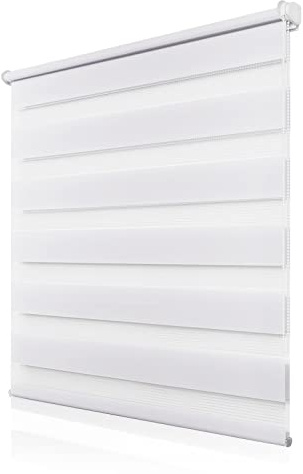 Doppelrollo Klemmfix ohne Bohren 70x180cm(BxH), Rollos für Fenster ohne Bohren Weiß, Duo Rollo Klemmrollos, Lichtdurchlässig & Sichtschutz,Fenster Rollos für Innen