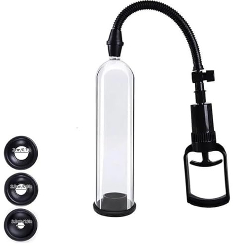 Vakuumpump för män Permanent vakuumenhet med 3 silikonringar, Toysper vakuumpump storleksökning, manuell fitnessmassagerare