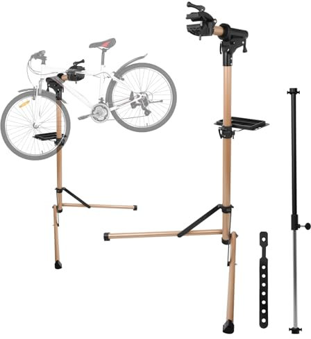 Xeoca 66 LBS Bike Repair Stand- Bicycle Stand for Mechanic Maintenance Rack- Bike Mechanic Workstand for E-bikes, Mountain Bikes and Road Bikes-Whole Aluminum Alloy, Height Adjustable- Champagne