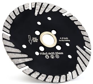 Solidure Disco da taglio diamantato Turbo 115 mm x 22,23 mm, per cemento, lama diamantata Turbo per il taglio di rettifica granito marmo marmo piastrelle