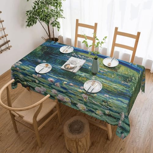LQXNXHC Rectangle Table Cloth 54 x 72 Inche Water Lily Pond Tablecloths Wrinkle Free Table Cloth Washable Fabric Desktop Protection Decoration Tables Cover for Party Dining Indoor and Outdoor