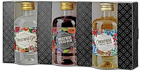 Wajos Christmas Spirituosen Set: 3x40ml Gin, Rum & Tequila. Ideal als Alkohol Geschenkset zu Weihnachten & Mitbringsel im Advent