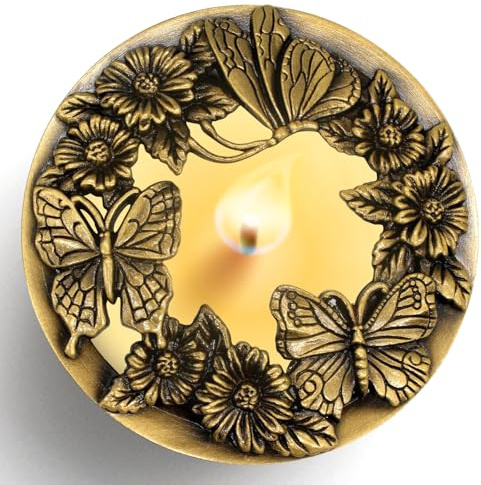 Hion Coperchio Illuma Lid per Candela Profumate, Accessorio Decorativo in Metallo Elegante con Incisioni Aiuta la Combustione Uniforme, Regalo Perfetto per Donna e Casa (Farfalla Dorato)