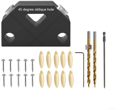 Kit per fori tascabili, localizzatore di fori obliqui a 45 gradi per giunti in legno resistenti, lega di alluminio per tasselli CNC per mobili, telai e progetti di lavorazione del legno