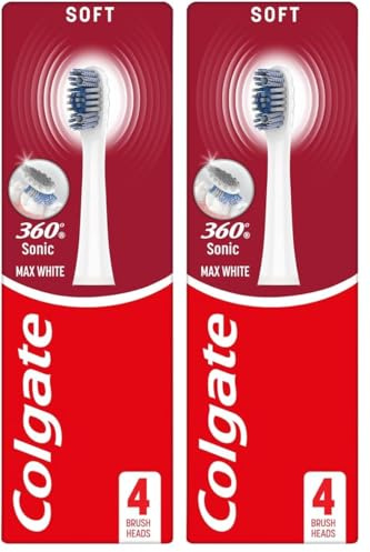 Colgate 360 Sonic Max White Battery Powered Toothbrush Refills - Slim Tip Bristles - Soft Battery Toothbrush (Pack of 2)