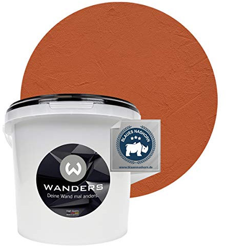 Wanders24 Venezia Stein-Optik (3 Liter, Terrakotta) Wandfarbe zum Spachteln, 6 Farbtöne erhältlich, Italien für Zuhause, Strukturpaste Made in Germany