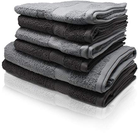 Wash Monkey Handtuch-Set 6-teilig, T24440, Hellgrau, Standard