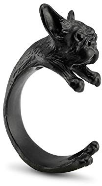 Serebra Jewelry Anello Bulldog francese con argento, bronzo, nero, misura regolabile, Metallo, Zirconia cubica