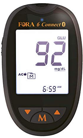 FORA 6 Connect - Glucometro Multiparametrico Bluetooth - Glicemia, Ematocrito, Emoglobina, Chetoni, Acido Urico, Colesterolo Totale
