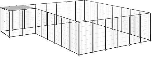 vidaXL Hundezwinger Schwarz 15,73m² Stahl Hundehütte Hundekäfig Hundehaus