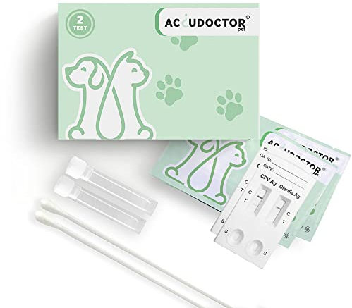 2 Accudoctor 2-in-1 Giardien Schnelltest für Hunde – Parvo Test Parvovirose Schnelltest – Zuverlässiger Hunde Schnelltest bei Durchfall & Magen-Darm-Beschwerden – Heimtest inkl. Anleitung kit