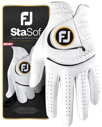 FootJoy Men's StaSof Golf Glove, White, Large, Worn on Left Hand