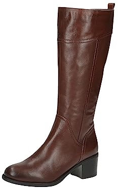 CAPRICE Damen Hohe Stiefel mit Absatz aus Leder Elegant, Braun (Cognac Nappa), 37 EU