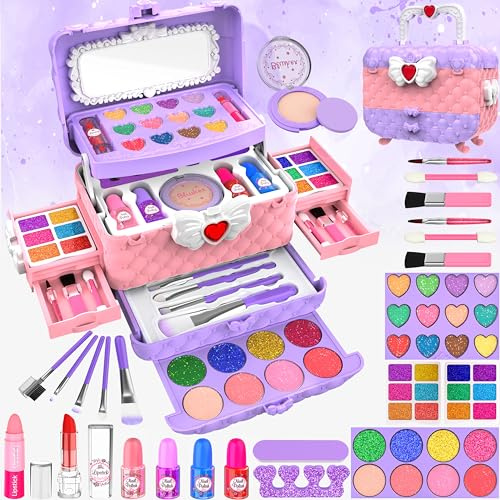 Kids Makeup Sets For Girls - Girls Toys Children Makeup Set Washable Make Up Set for Little Girls,Princess Play Games Kids Toys Presents,Teenage Girls Gifts Christmas Birthday For Age 4-12 Year Old