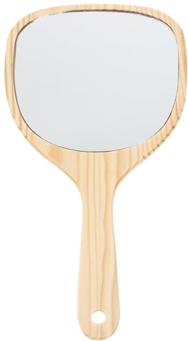 HOMSFOU Miroir De Maquillage À Main Rétro avec Poignée en Bois 11.22 Pouces Miroir HD De Poche Portable pour Femmes Et Filles Usage Quotidien Et Voyage