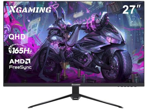 XGaming Monitor 27 Zoll, 165Hz, QHD 2560x1440P, Gaming Monitor 27 Zoll, 100% sRGB, VA, 1ms MPRT, HDR, AMD FreeSync, Eye Care, HDMI, DisplayPort,VESA